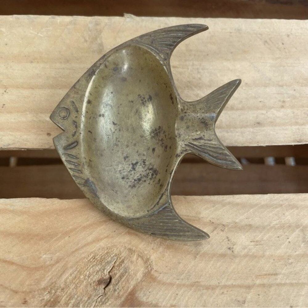 Brass Trinket mini fish ashtray jewlery holder